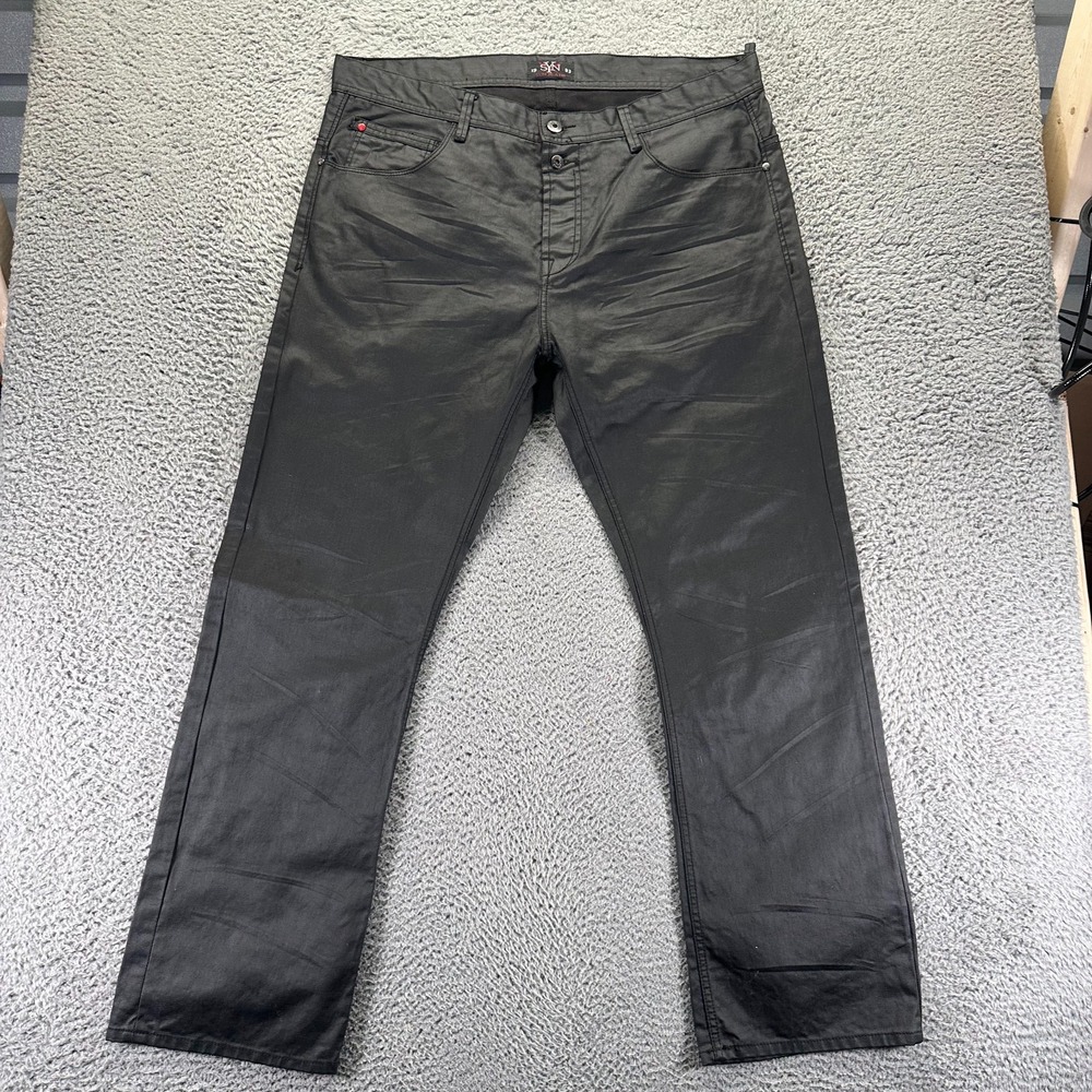 Syn Pant Men's 40x32 Black Cotton Khakis Straight Moto Biker Grunge Button Fly